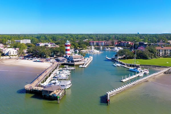 Drone shot of Harbour Town.