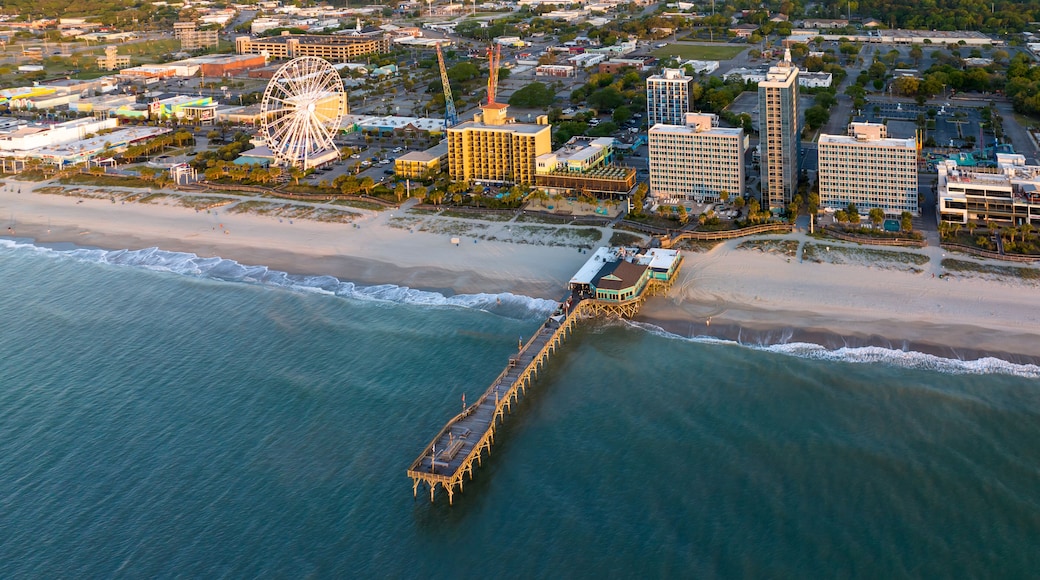 Aerial view of Myrtle Beach, SC during sunrise.