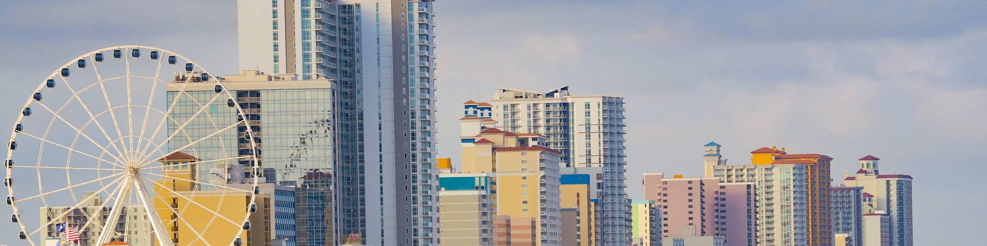 Myrtle Beach showing general coastal views, swimming and a city