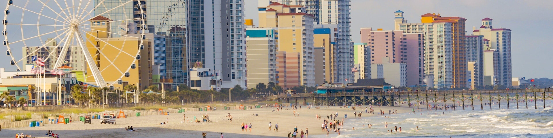 Myrtle Beach showing general coastal views, swimming and a city