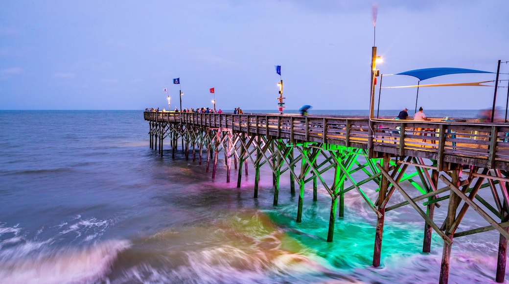 Myrtle Beach showing night scenes and general coastal views