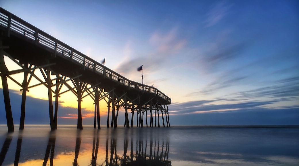 At the north end of the boardwalk in Myrtle Beach, you'll find pier 14. It makes a great place to watch the sunrise! #goldenhour