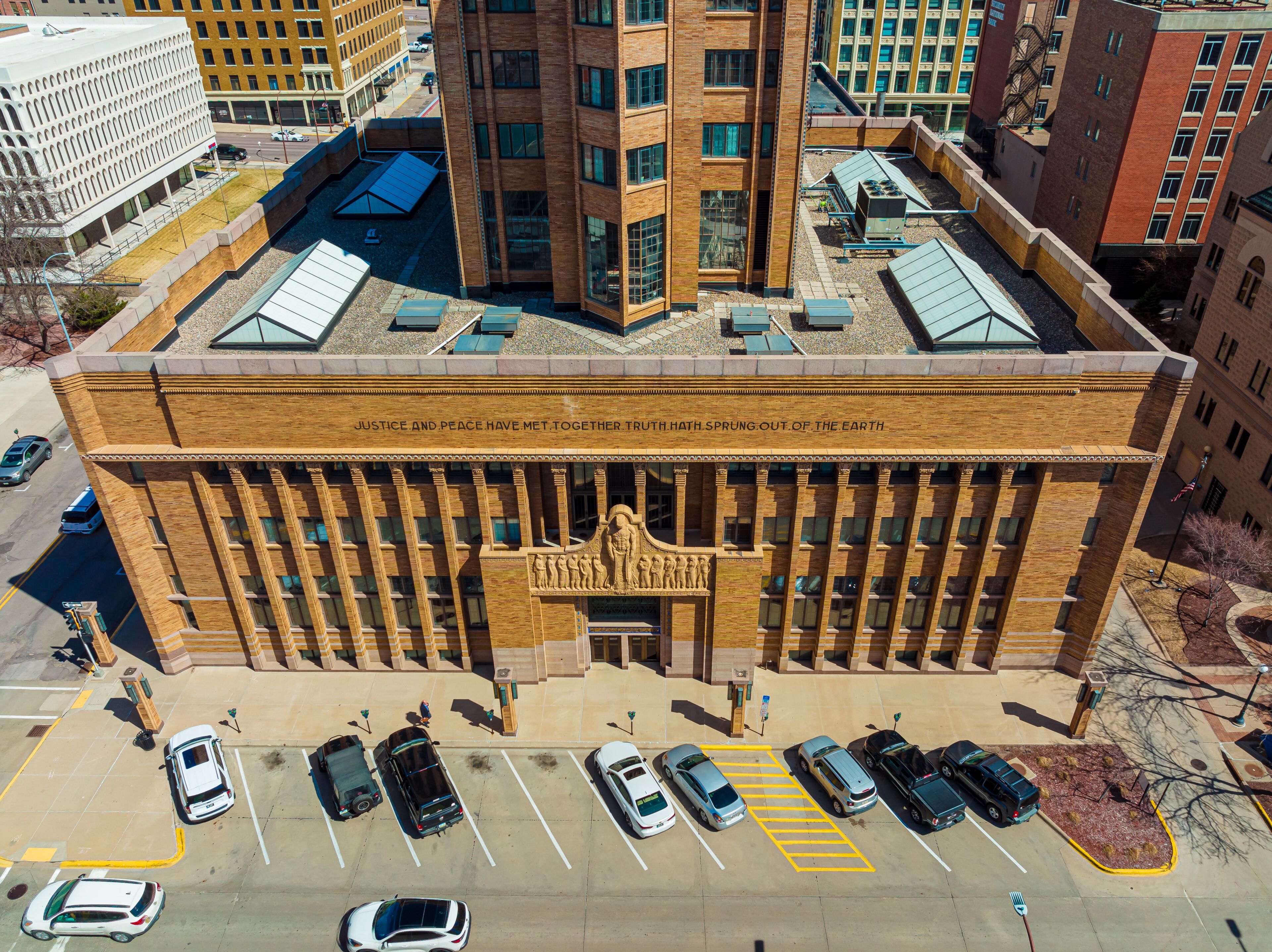 Sioux City Aerial View of Downtown Area and Missouri River