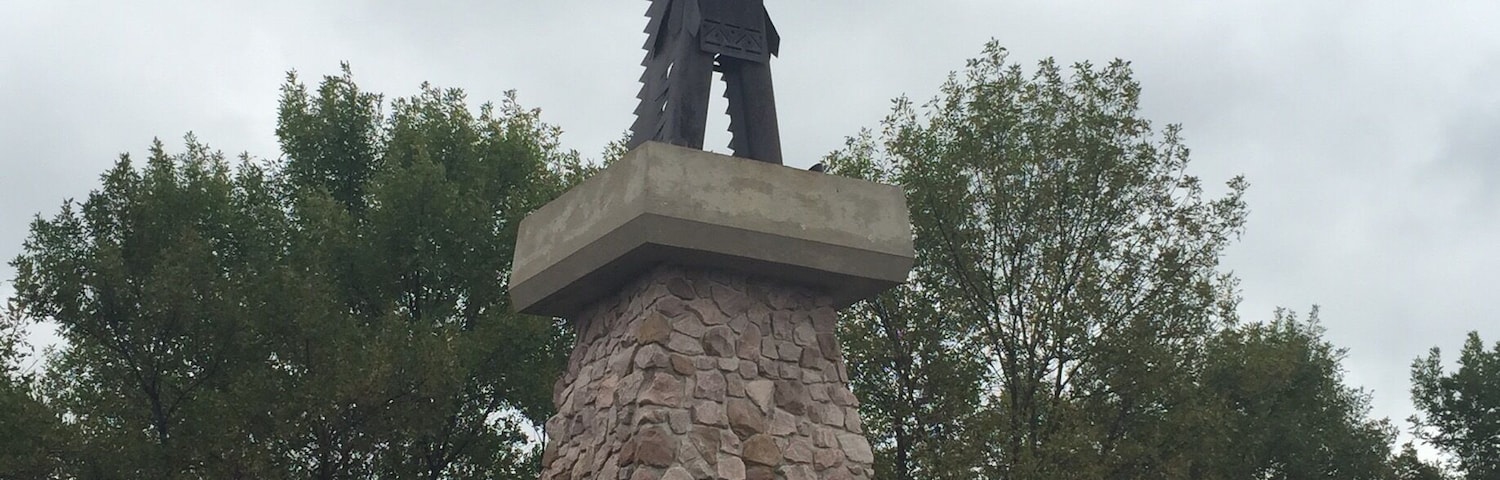 Chief War Eagle is buried at the top of a high bluff near the confluence of the Missouri and Big Sioux Rivers. A large sculpture depicting him with a peace pipe marks this spot. He was a Sioux Indian Chief that promoted peace with pioneers settling the western frontier.
