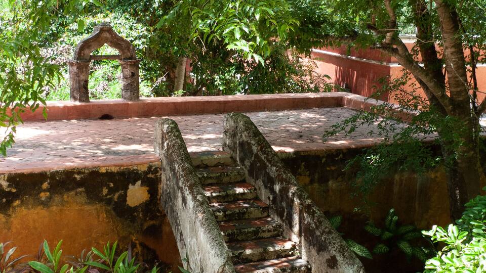 Rustic staircase at a rural Hacienda near Campeche, Mexico