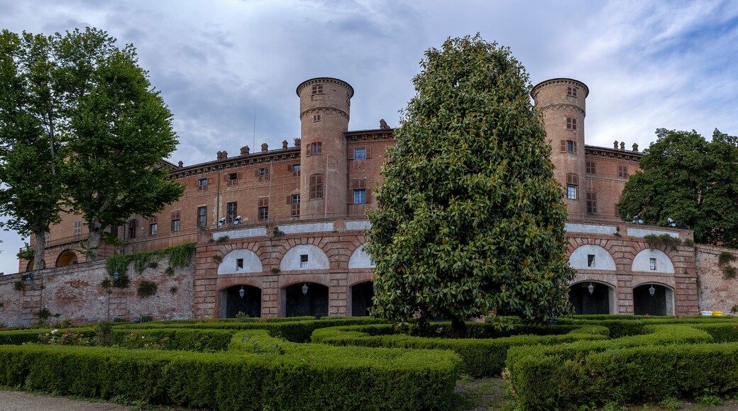 Panoramic view of the Royal Castle of Moncalieri, province of Turin, Italy