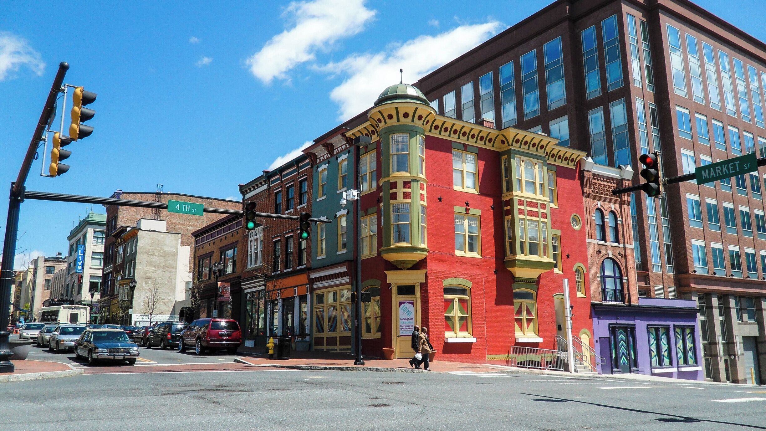 Right around the Historic District of downtown Wilmington, DE are some very colorful buildings.

Check out the story behind the photo at: http://www.travelingken.com/