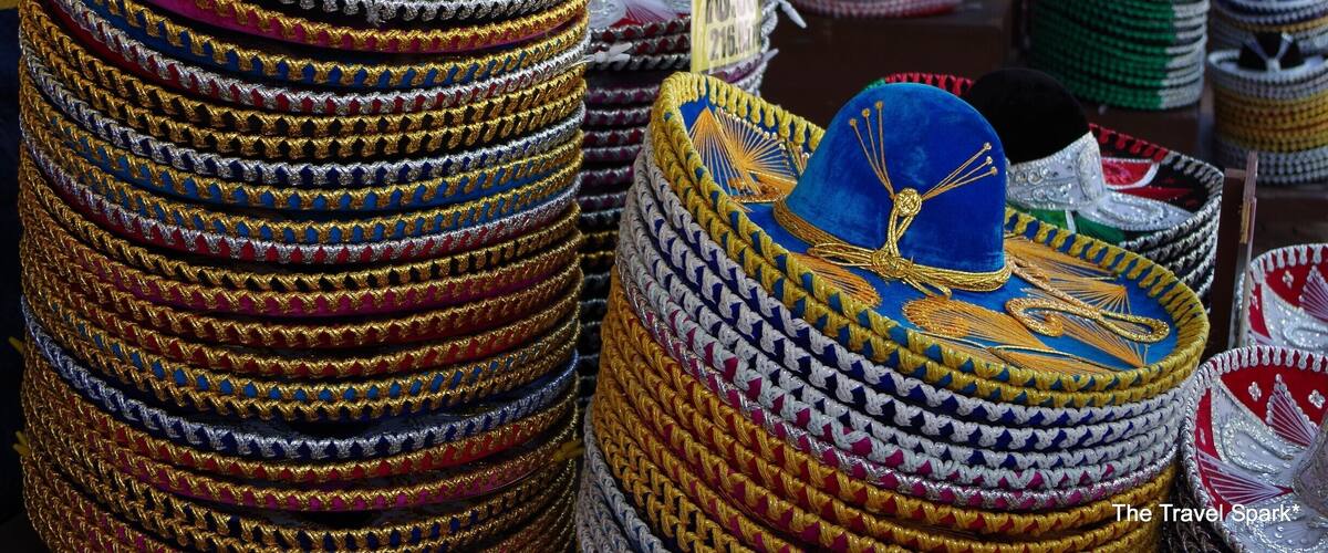 Colorful sombreros on the street in Playa Del Carmen, Mexico