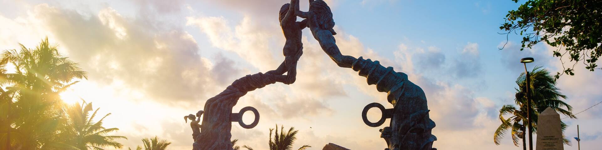 Parque Fundadores at dawn on Playa del Carmen in Mexico