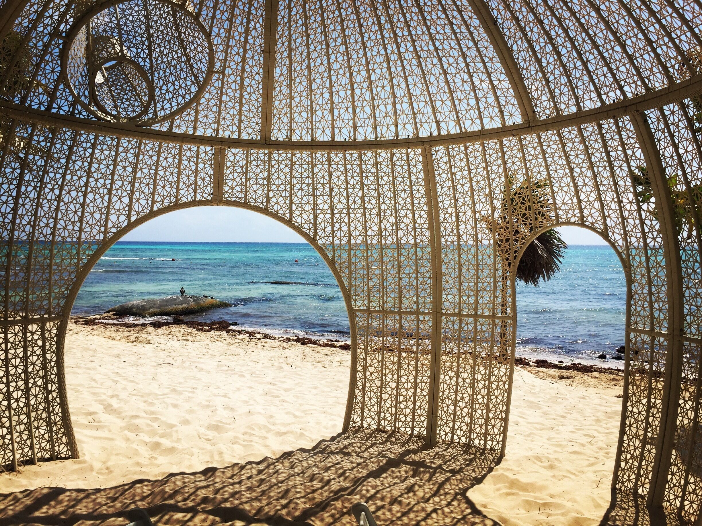 Shady spot on a beautiful sunny beach. 