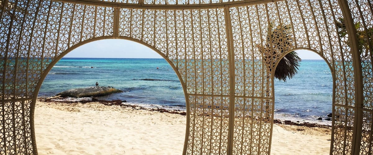 Shady spot on a beautiful sunny beach.