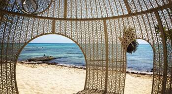 Shady spot on a beautiful sunny beach.