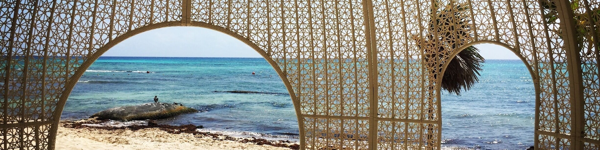 Shady spot on a beautiful sunny beach.
