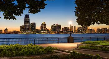 Jersey City Waterfront with Hudson River from Manhattan at Sunse