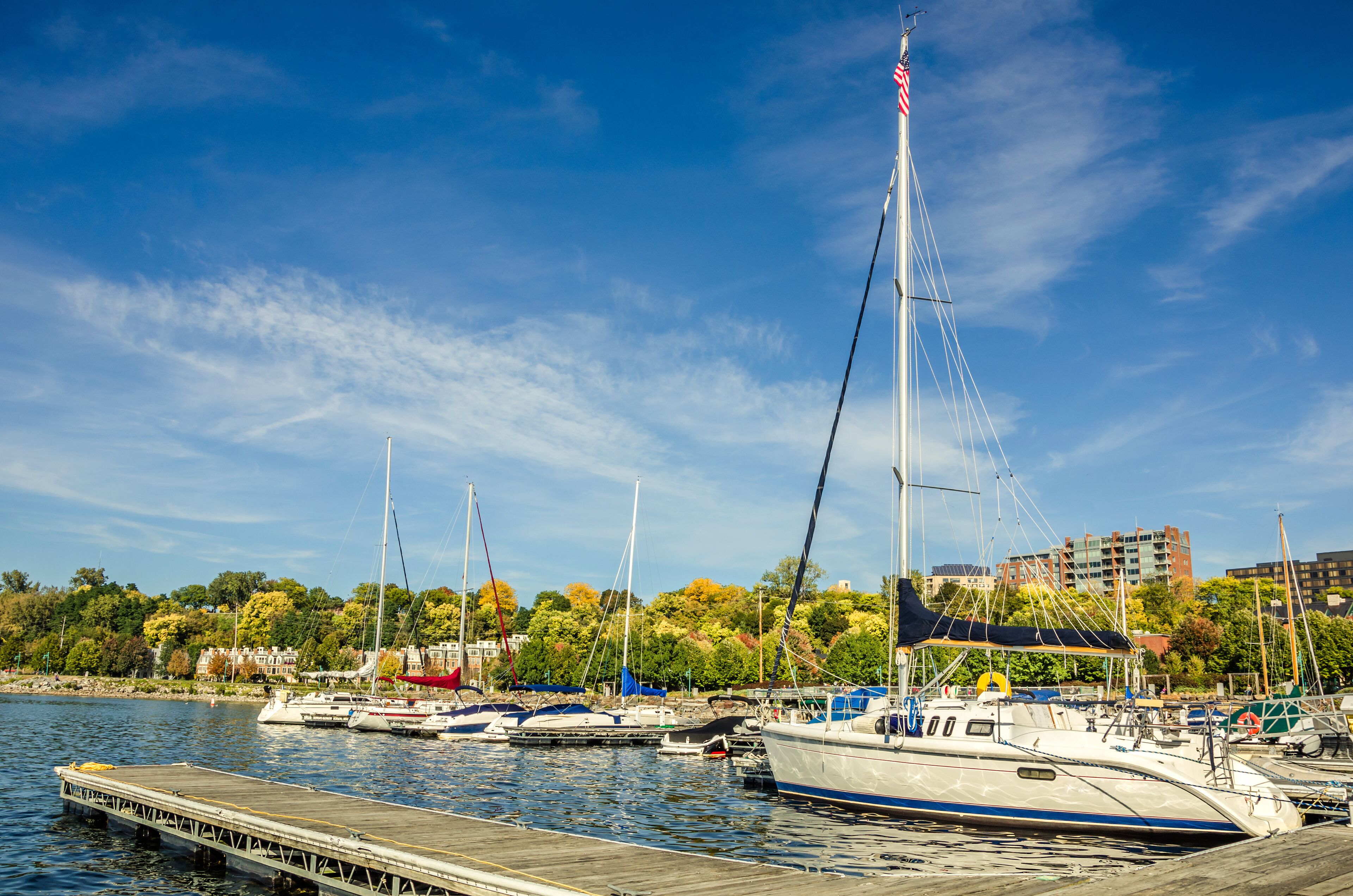 Sailing Boat Morred to a Jetty at Sunset