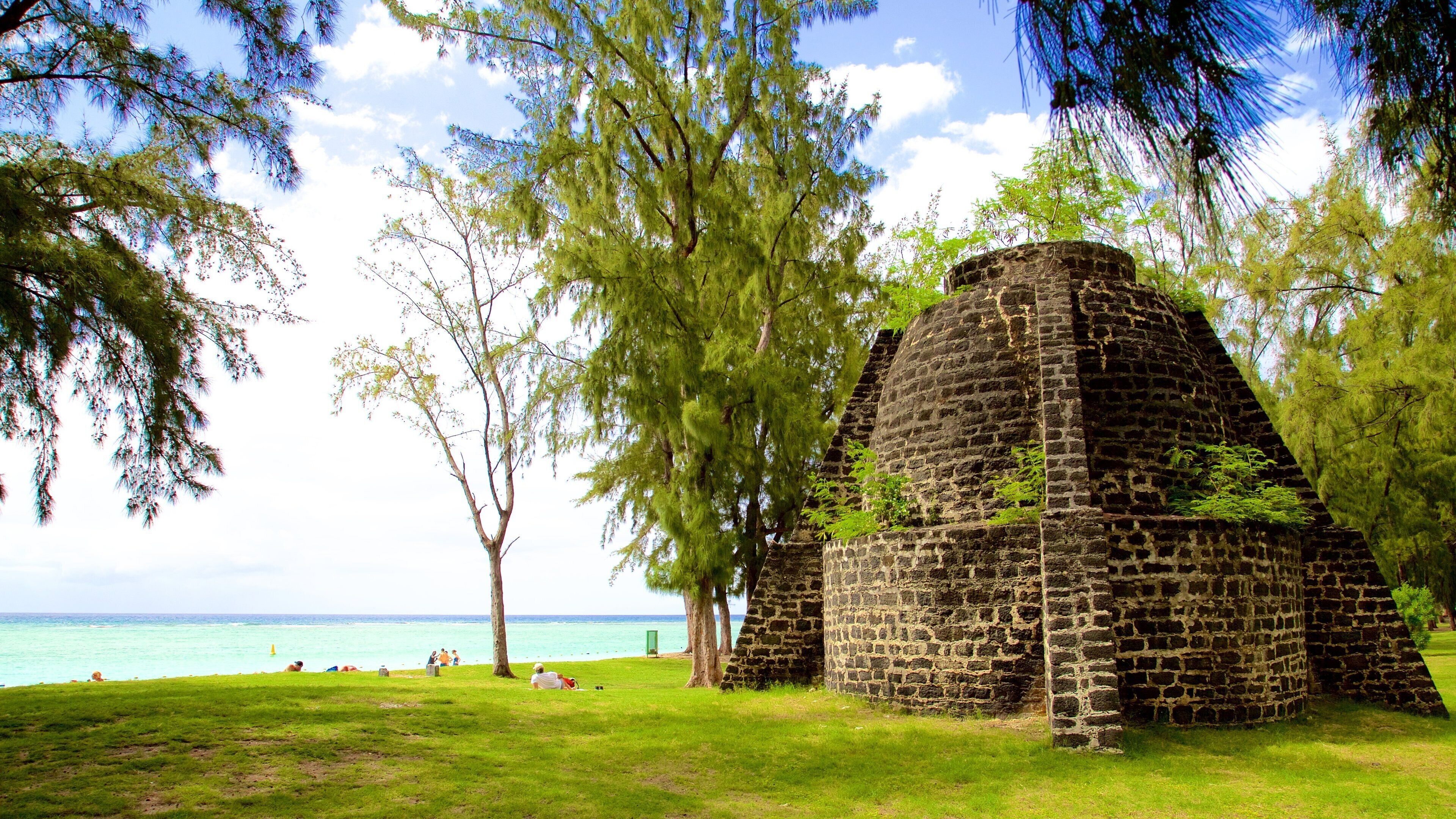 Flic-en-Flac showing general coastal views and a ruin