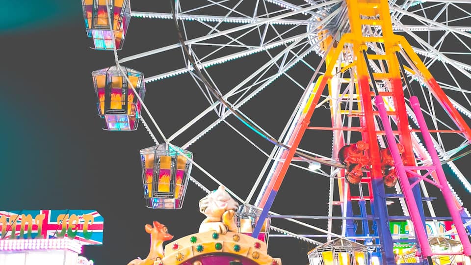 When talk about colors. Fun fair would be the best place to go. Fun rides.