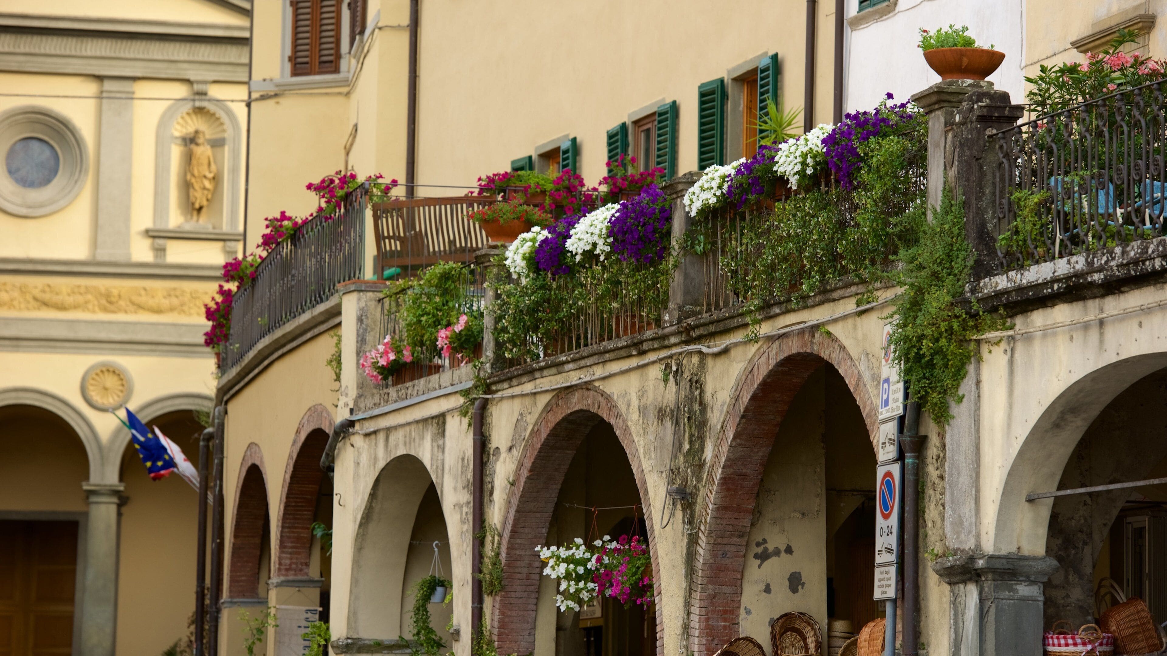Greve in Chianti featuring a small town or village and flowers