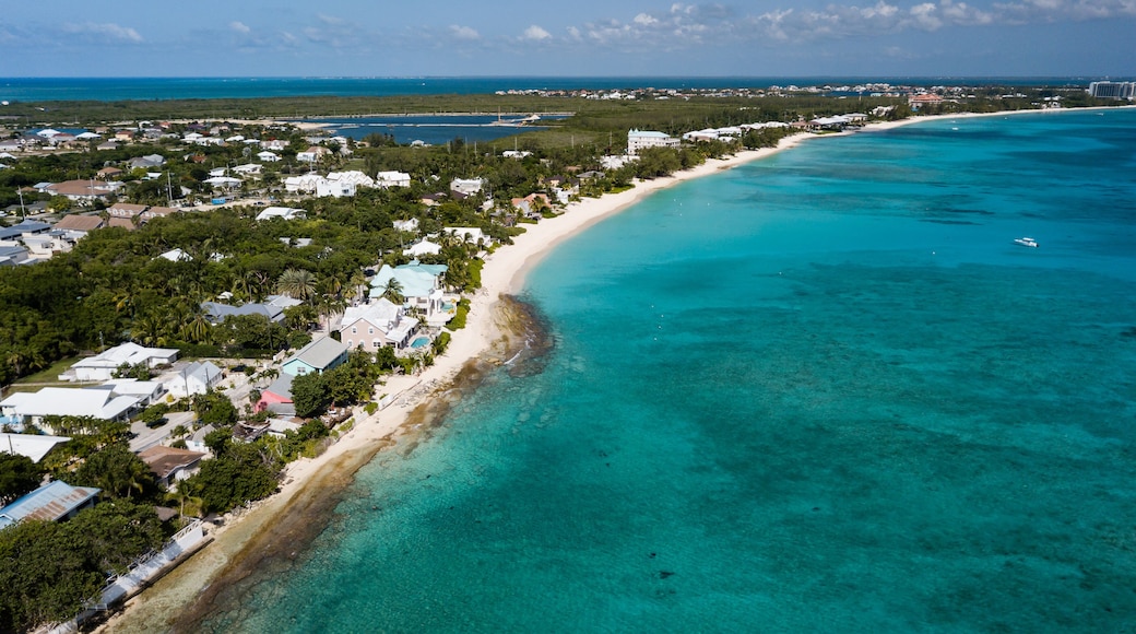 Aerial view of Seven Mile Beach on Grand Cayman (BWI)