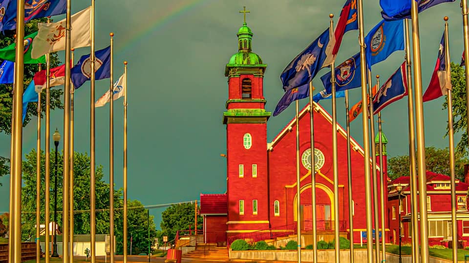 Avenue of Flags in Brooklyn Iowa