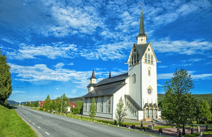 Duved church in summer scenery