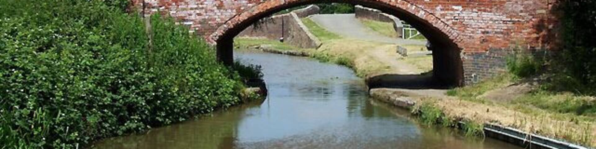 Marston Bridge, Coventry Canal near Bedworth, Warwickshire This is bridge No 15 counting from Hawkesbury Junction. Beyond the bridge the towpath can be seen crossing the Ashby Canal at Marston Junction.