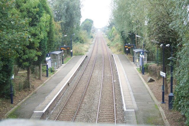 Bedworth Rail Station View from the bridge over the railway on Bulkington Road, looking north towards Nuneaton.