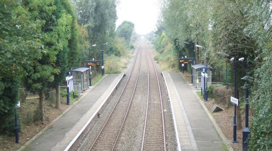 Bedworth Rail Station View from the bridge over the railway on Bulkington Road, looking north towards Nuneaton.