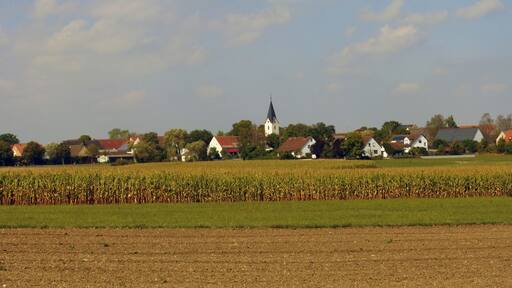 View on the Village Kattenhochstadt, part of the town Weißenburg (Bavaria), Germany