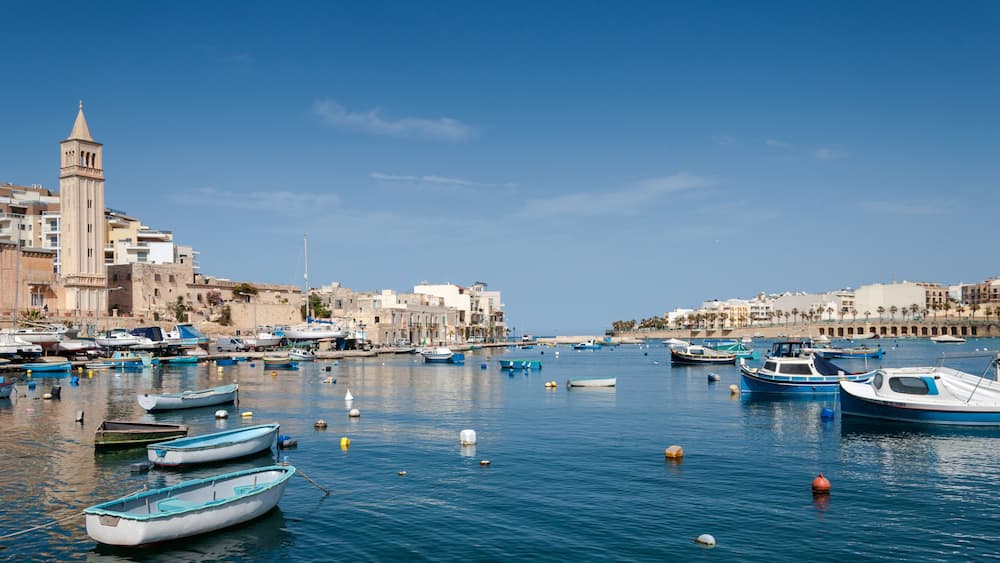 Marsaskala of Malta gulf and port; Shutterstock ID 457038565