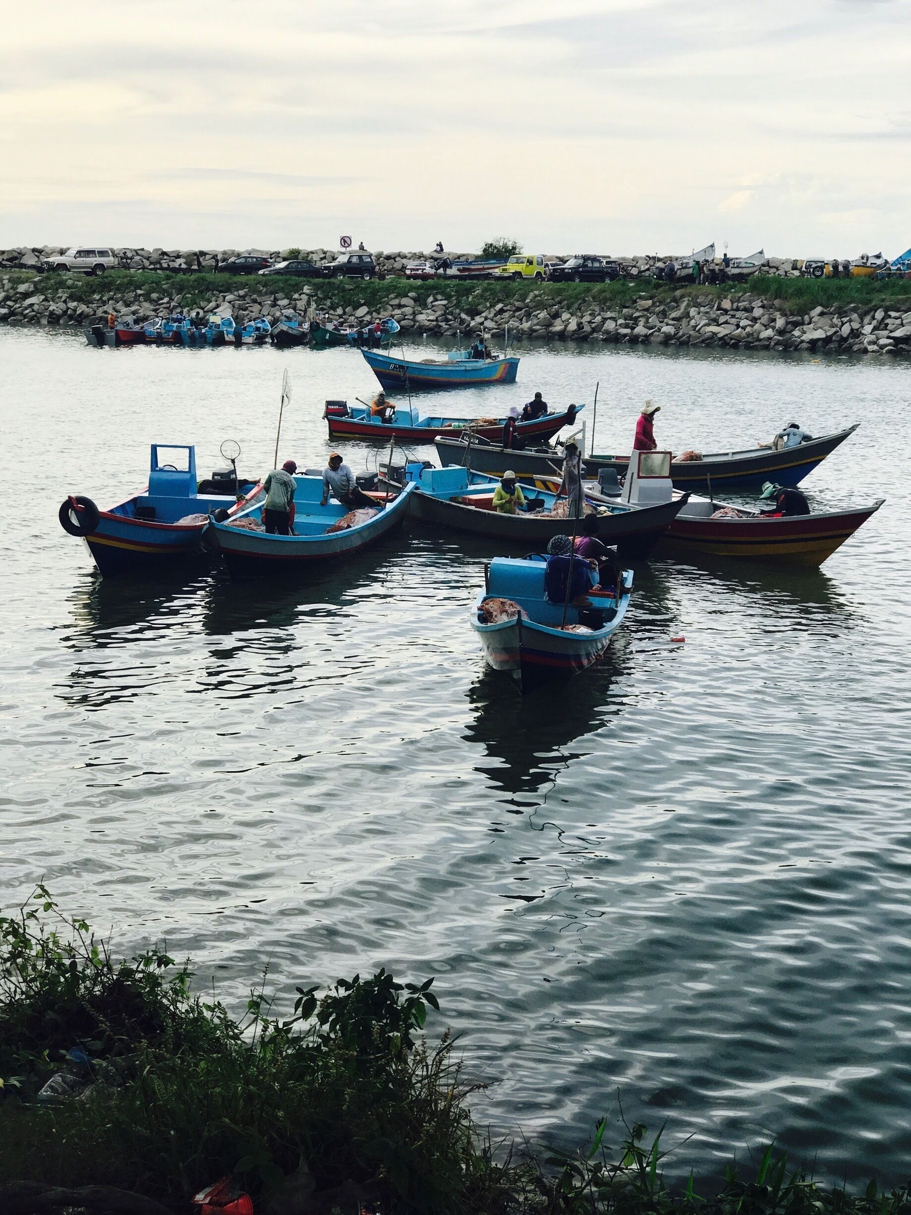 Local fishermen coming in with their afternoon catch 