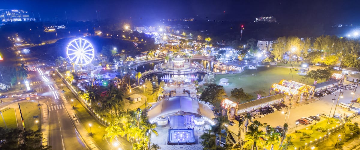 aerial view of Jerudong Park Playground, Brunei Darussalam.