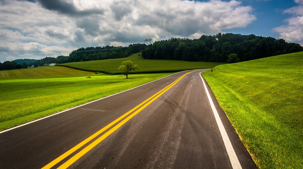 Farm fields along a country road in rural Carroll County, Maryla