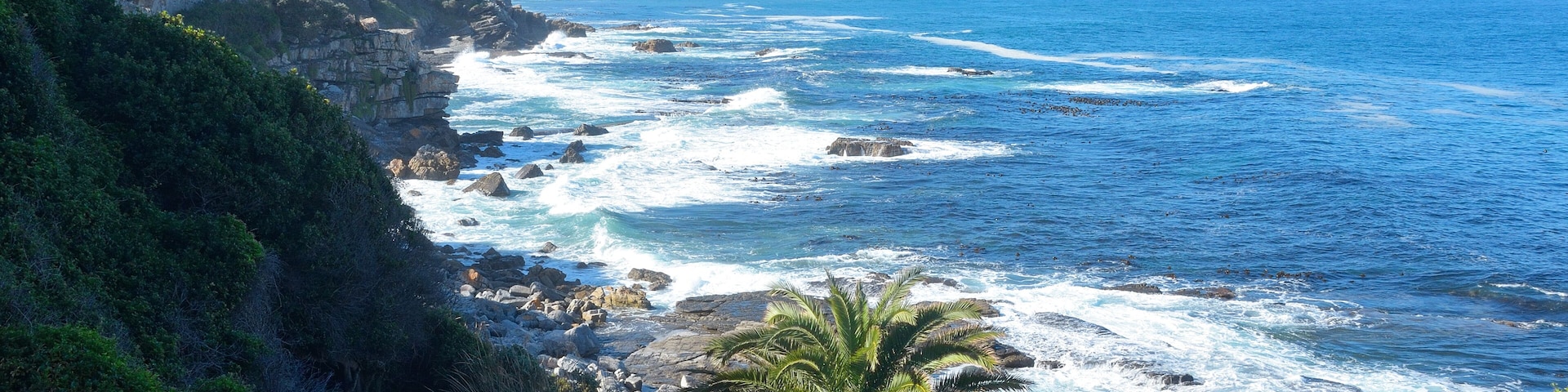 Beautiful ocean and coast landscape in Hermanus, South Africa