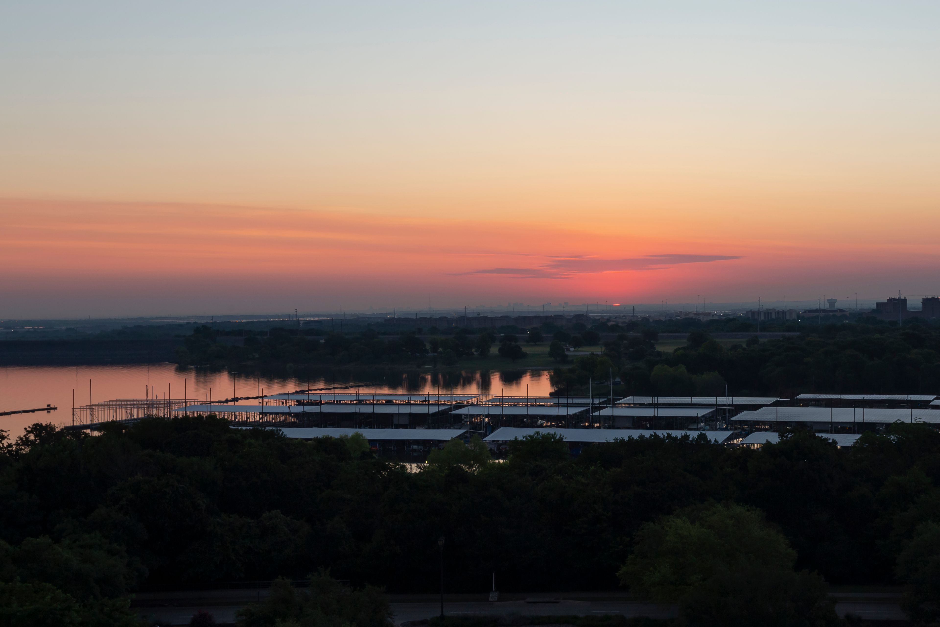 Beautiful view of Grapevine Lake in dawn. Texas, USA