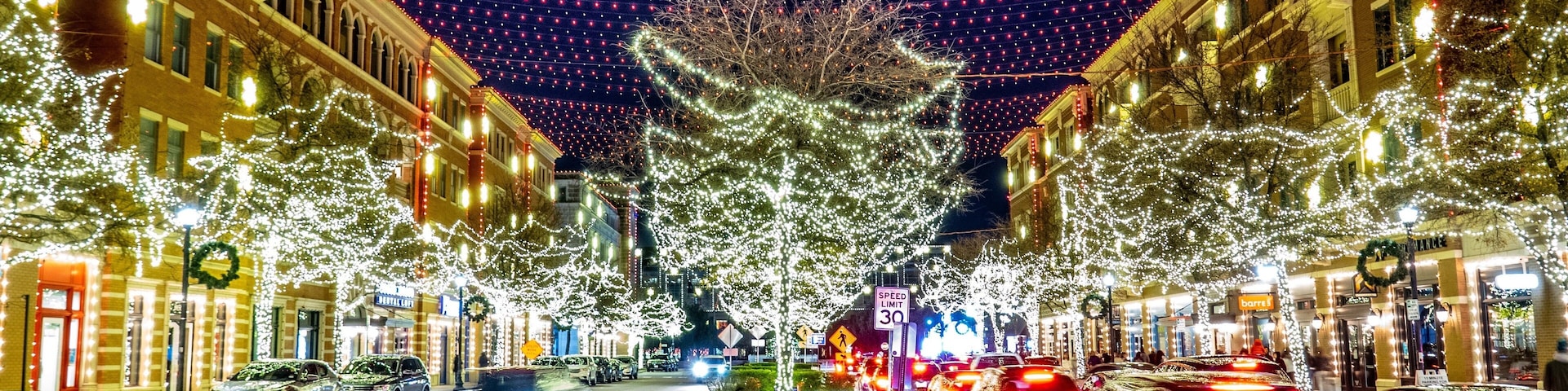 The holiday light show at Frisco’s city square is very impressive and set to music which viewers can tune in on their car radios for free.