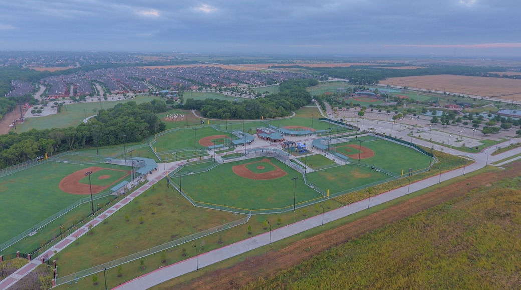 Aerial View of Harold Bacchus Community Park with Sunrise, Frisco, Texas (August 2016)