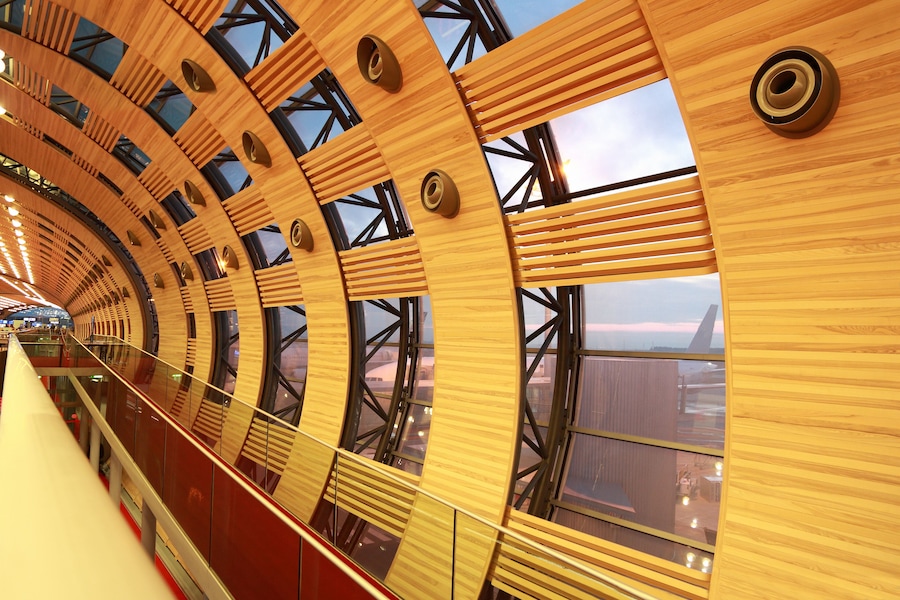 Wall with windows of one of terminals of Airport