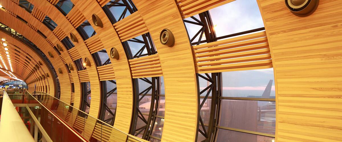 Wall with windows of one of terminals of Airport