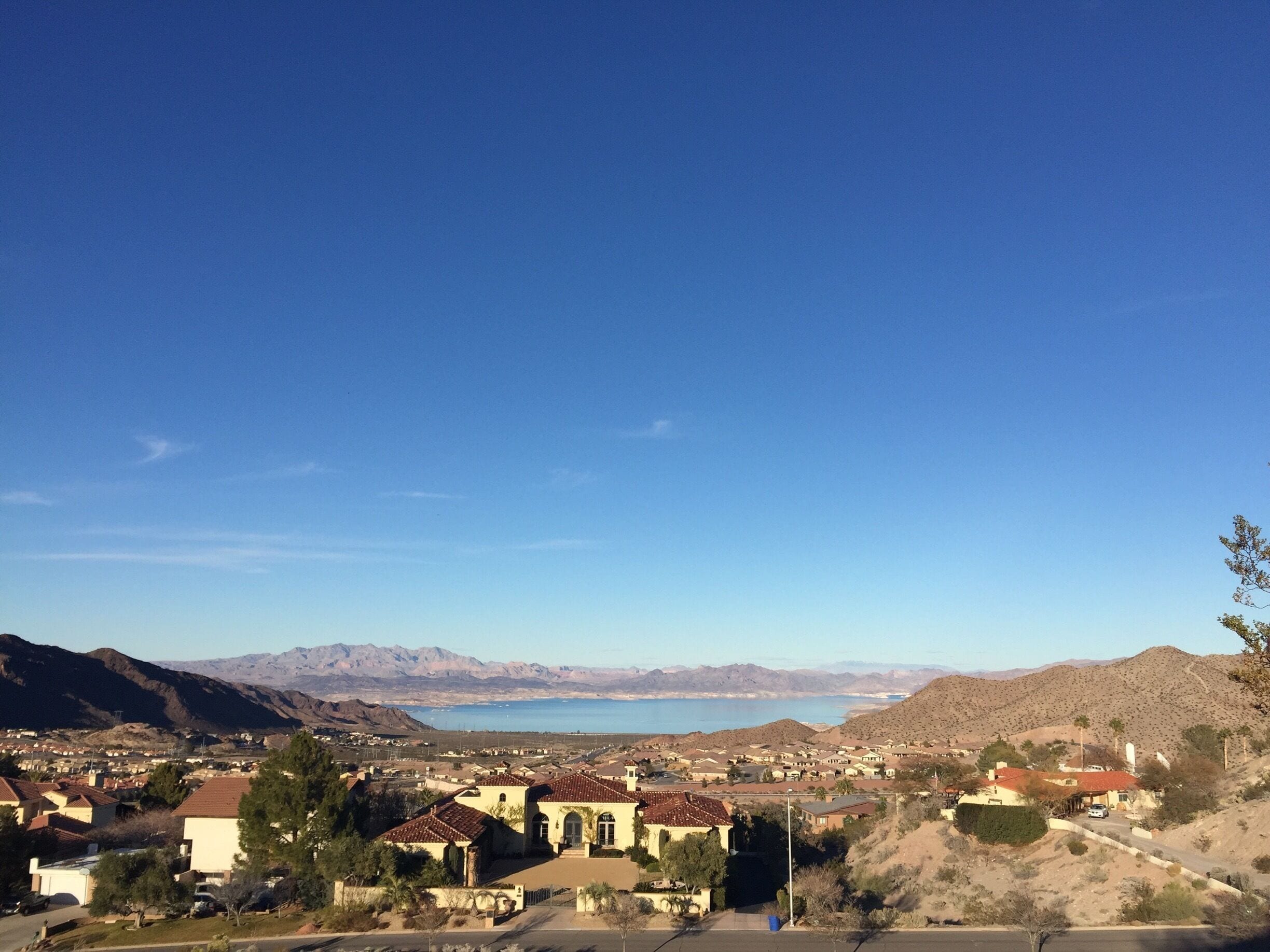  A small town by Hoover Dam. Many of the buildings around were built during Hoover Dam's construction years. This town was for the people who were working on building Hoover Dam to live in. 
