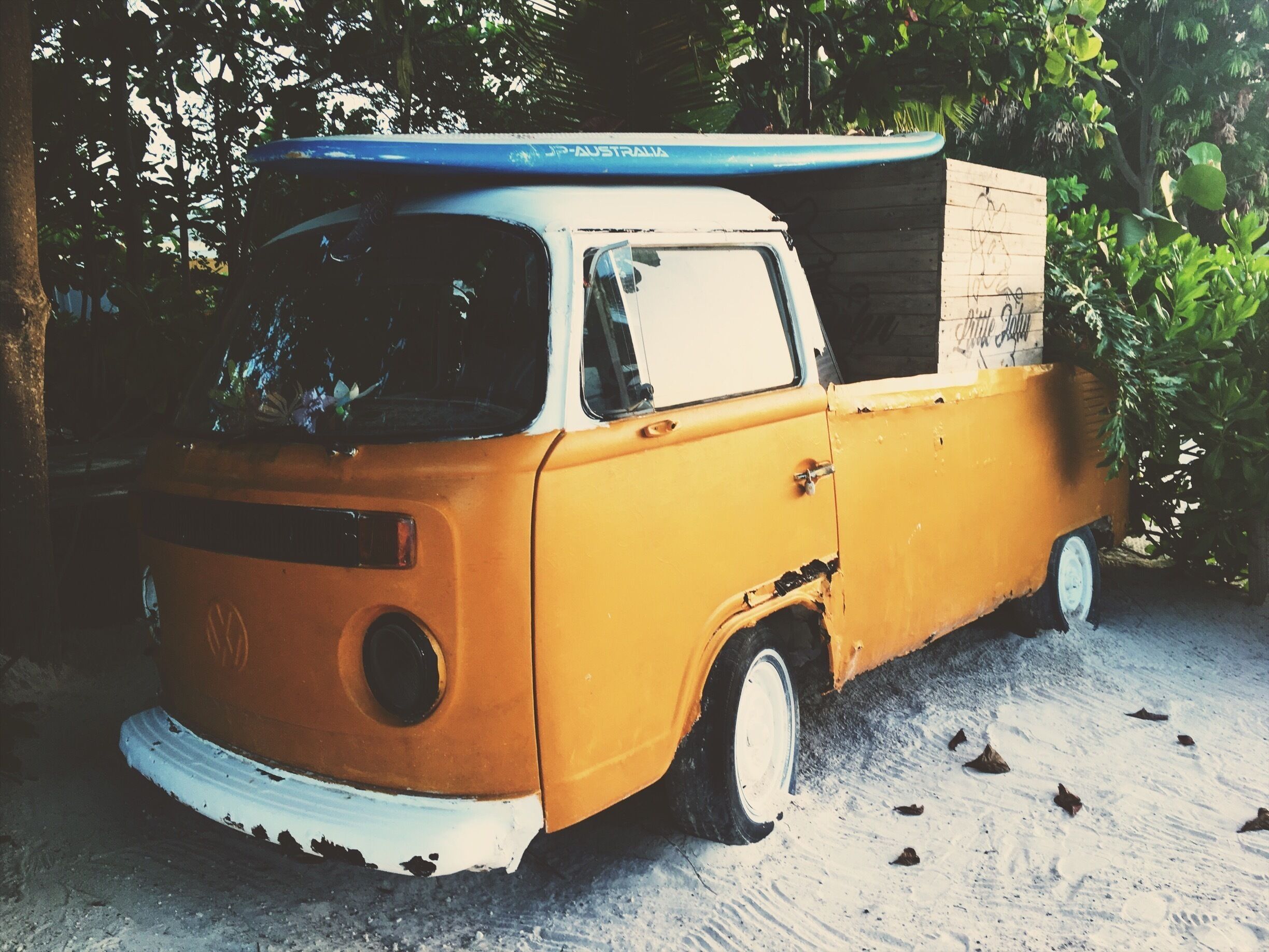 This Hippie car is in the back side of a great restaurant on the beautiful beach of Cap Cana / Dominican Republic / the caribbean
