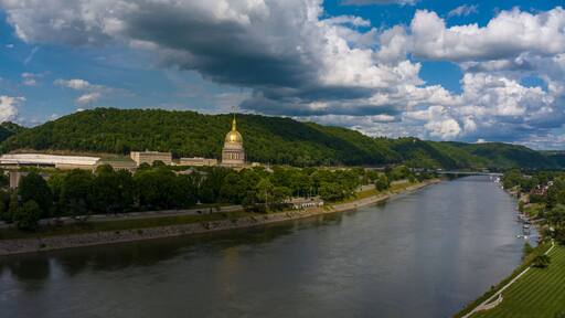 MAY 8, 2023 - CHARLESTON, WEST VIRGINIA, USA - aerial view of Charleston Skyline West Virginia