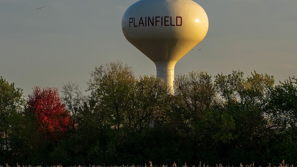 Plainfield Water Tower at Sunset