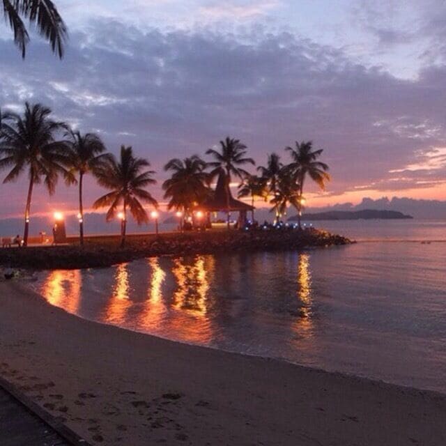 Taken at the Shangri La Tanjung Aru Kota Kinabalu, Malaysia. We put the kids in the kids club & went to the Sunset Bar for a couple of drinks. Got a brilliant sunset for our efforts. 