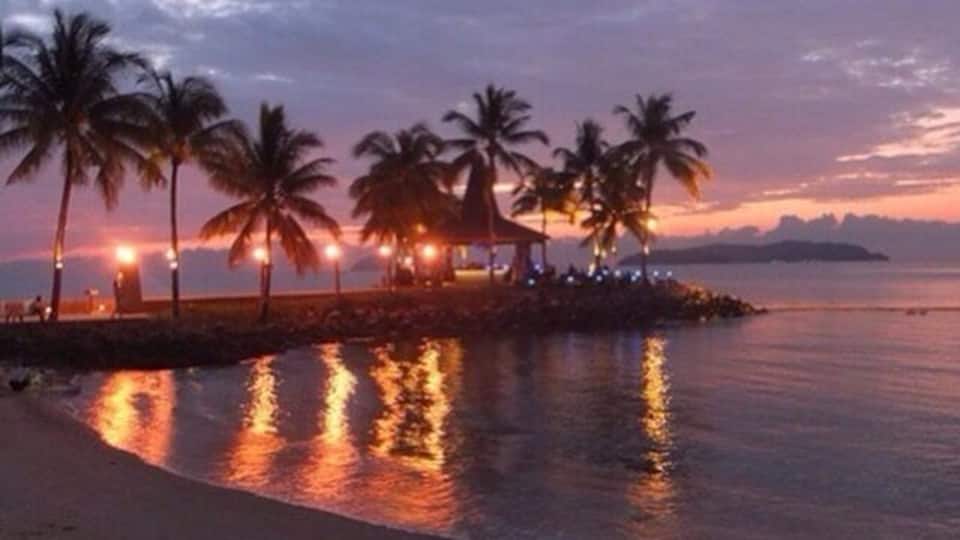 Taken at the Shangri La Tanjung Aru Kota Kinabalu, Malaysia. We put the kids in the kids club & went to the Sunset Bar for a couple of drinks. Got a brilliant sunset for our efforts.