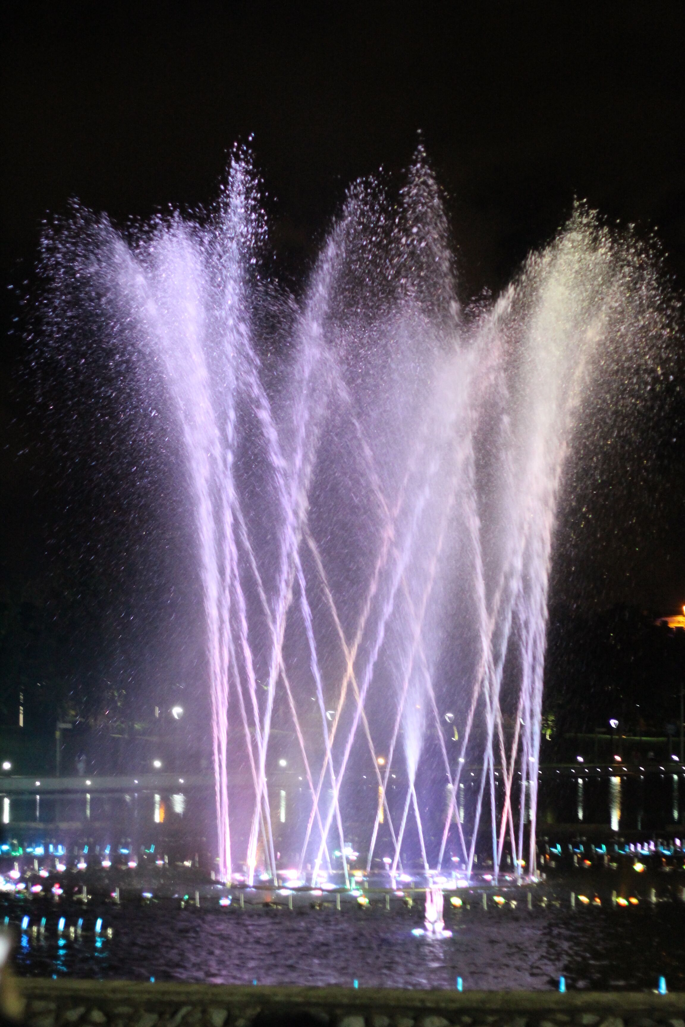 Illuminated water fountain at Kota Kinabalu, Sabah.