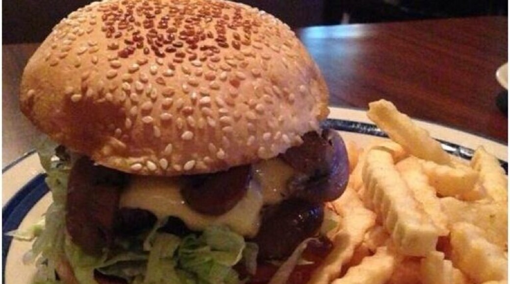 Nice pit stop. Food reasonably priced but service is slow. If u r hungry avoid this place. Shown here is beef burger with mushroom.