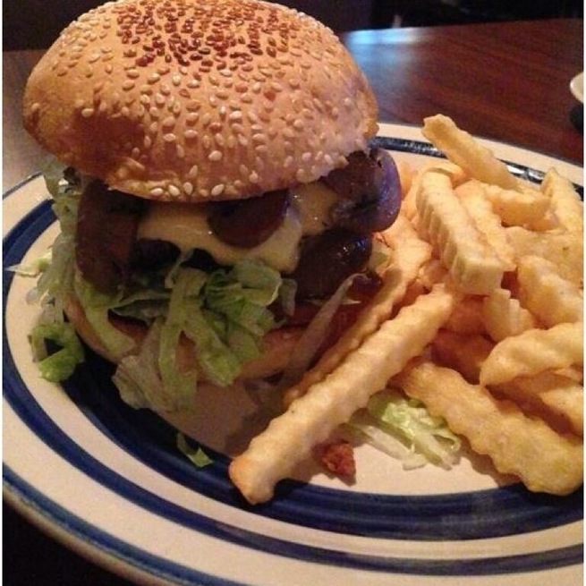 Nice pit stop. Food reasonably priced but service is slow. If u r hungry avoid this place. Shown here is beef burger with mushroom.