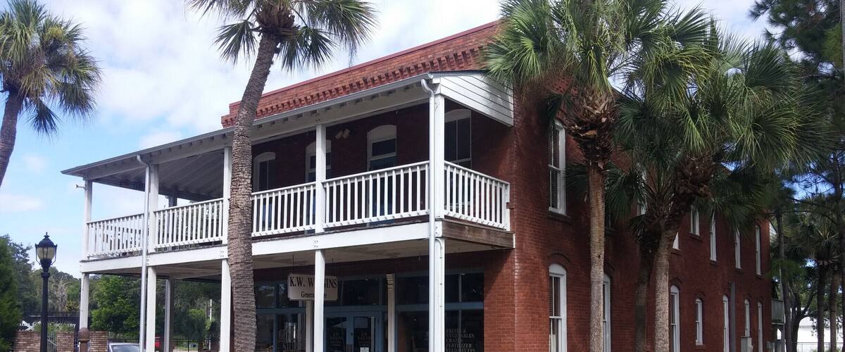 The 1903 Wiggins General Store. Inside there are various tools and gadgets from the past with signs encouraging visitors to guess what the purpose of these implements may have been.
The historical park is free and boasts the 1860 Courthouse, the 1887 Church, the One Room Schoolhouse, the Old Settler’s House, the Potter Barn, the Sugar Cane Mill and Smokehouse, the Wiggins Store, a blacksmith shop, a 1913 Baldwin Steam locomotive, the Fogarty Boatworks and a Cowhunter Bunkhouse.
