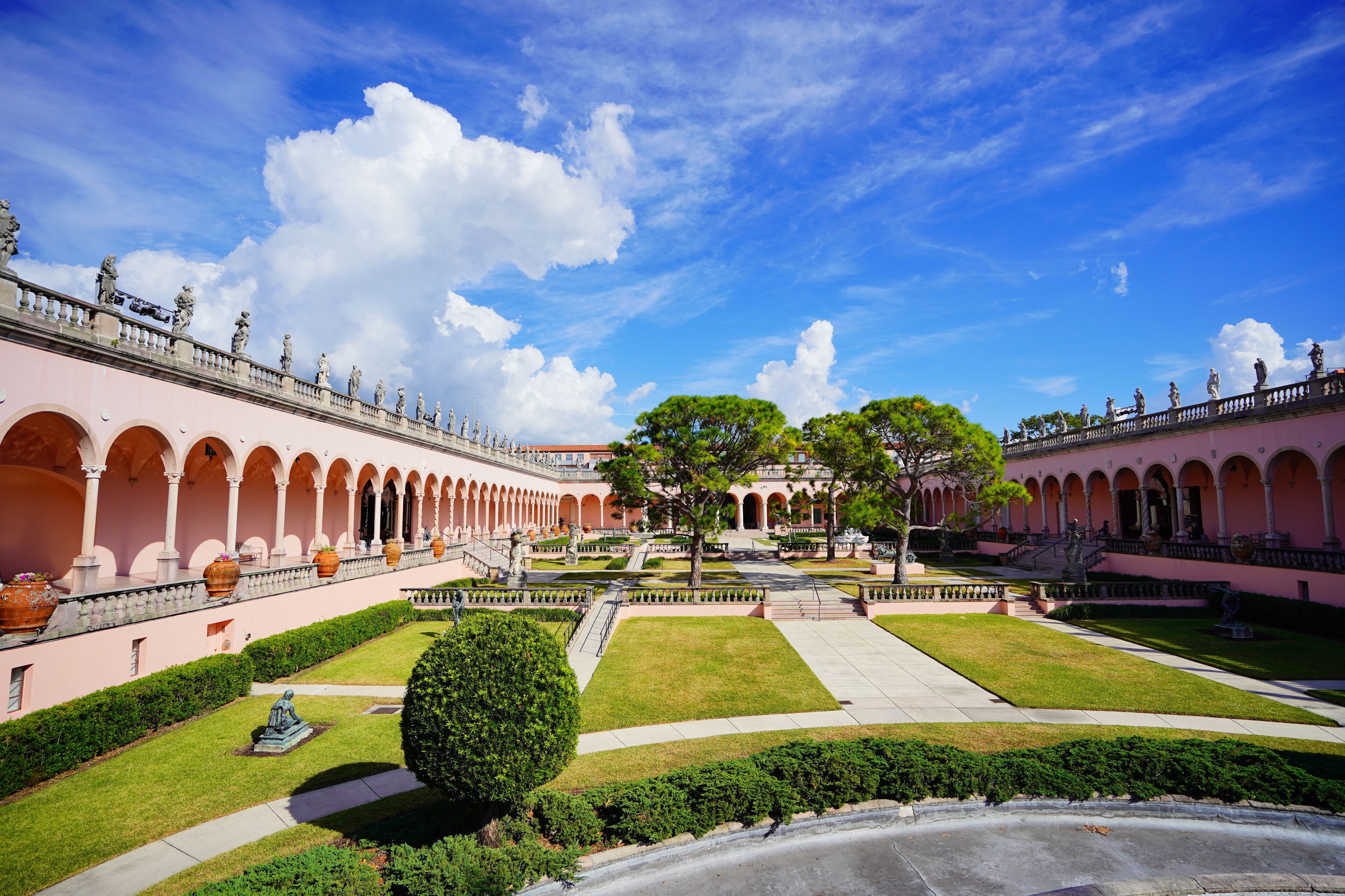 Sarasota, FL, USA - 11 12 2023: The landscape of Ringling museum in Florida
